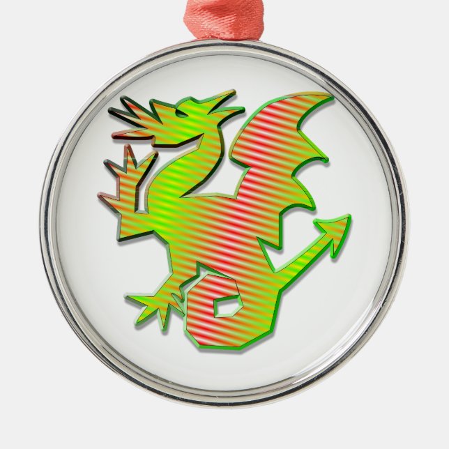Stylised Dragon Metal Tree Decoration (Front)