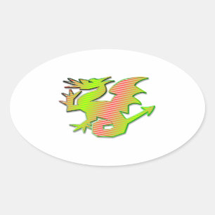 Stylised Dragon Oval Sticker