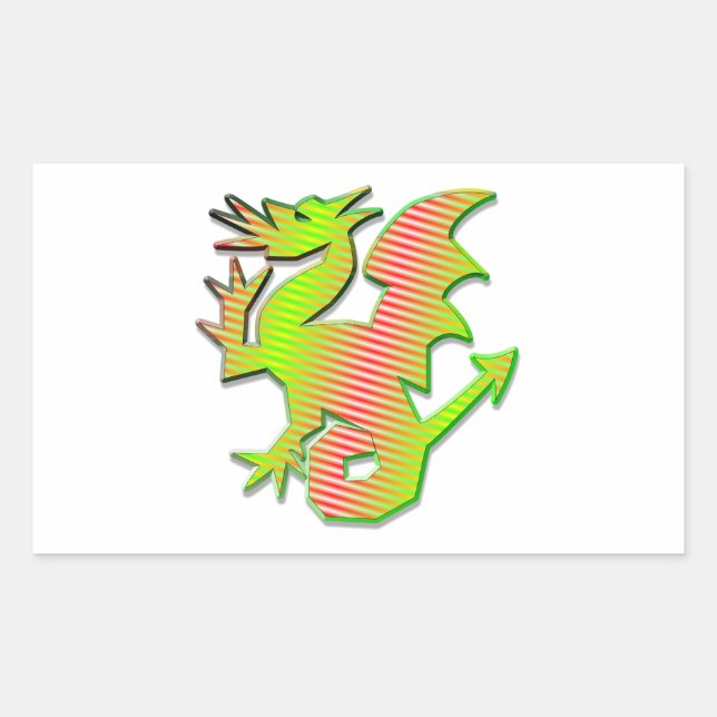 Stylised Dragon Rectangular Sticker (Front)