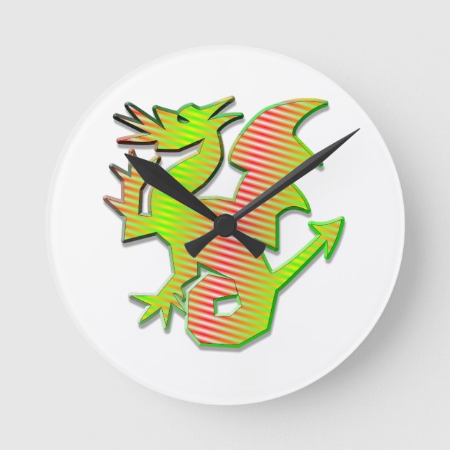 Stylised Dragon Round Clock (Front)