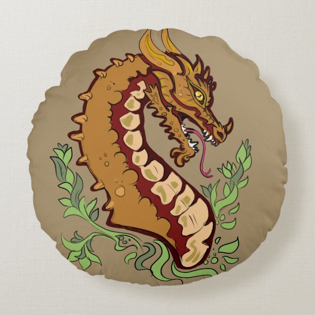 Stylised Dragon Round Cushion (Front)