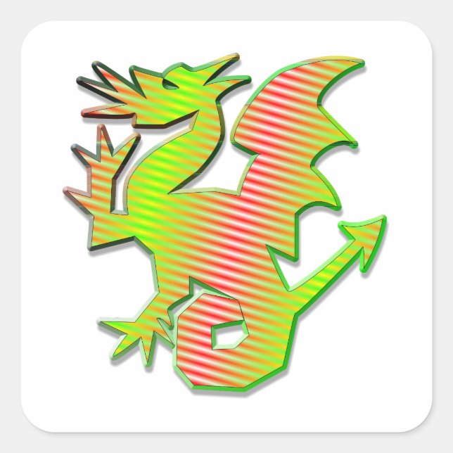 Stylised Dragon Square Sticker (Front)