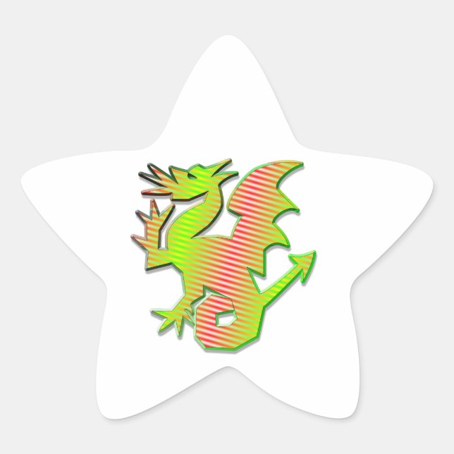 Stylised Dragon Star Sticker (Front)