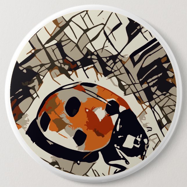 Stylised drawing of a Red Ladybug 6 Cm Round Badge (Front)