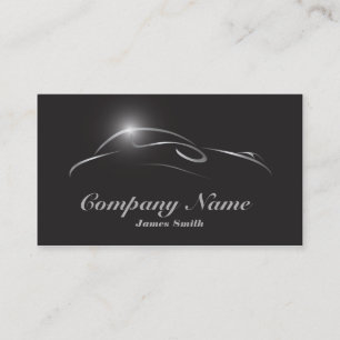 Stylised Elegant Silver on Black Auto Detail EU Business Card