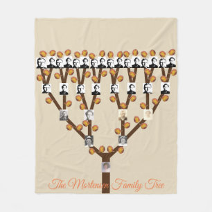 Stylised Fall Leaf Photo Family Tree Fleece Blanket