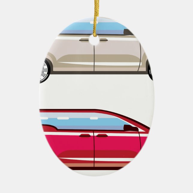 Stylised Family Van Vector Ceramic Ornament (Front)