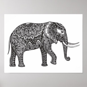Stylised Fantasy Elephant Doodle 2 Poster
