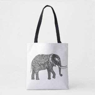 Stylised Fantasy Elephant Doodle 2 Tote Bag