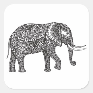 Stylised Fantasy Elephant Doodle Square Sticker