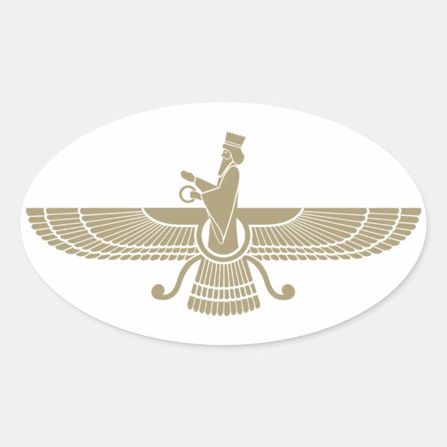 Stylised Faravahar Oval Sticker (Front)