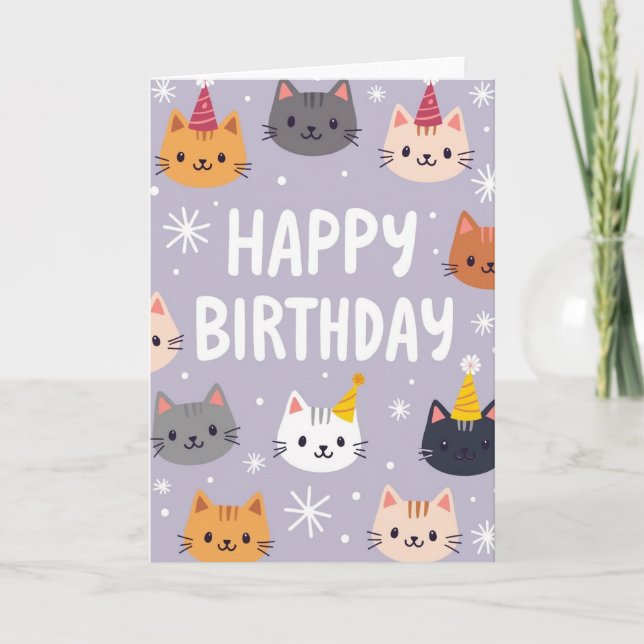 Stylised Feline Birthday Card (Front)