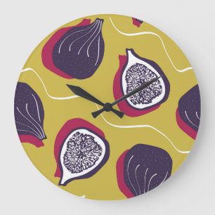 Stylised Figs Vintage Vegetable Print Large Clock