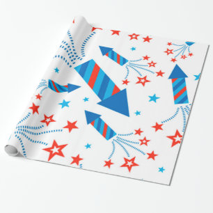 Stylised Fireworks Freedom Pattern Wrapping Paper