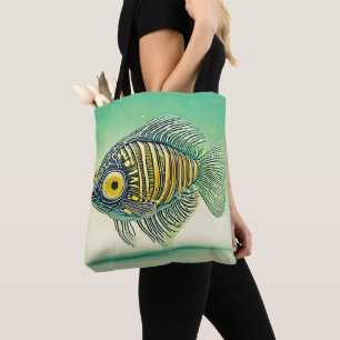 Stylised Fish Art Tote Bag