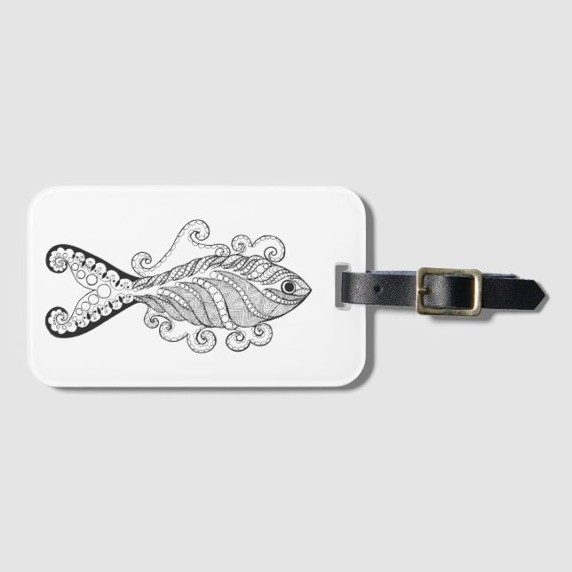 Stylised Fish Luggage Tag (Front Horizontal)
