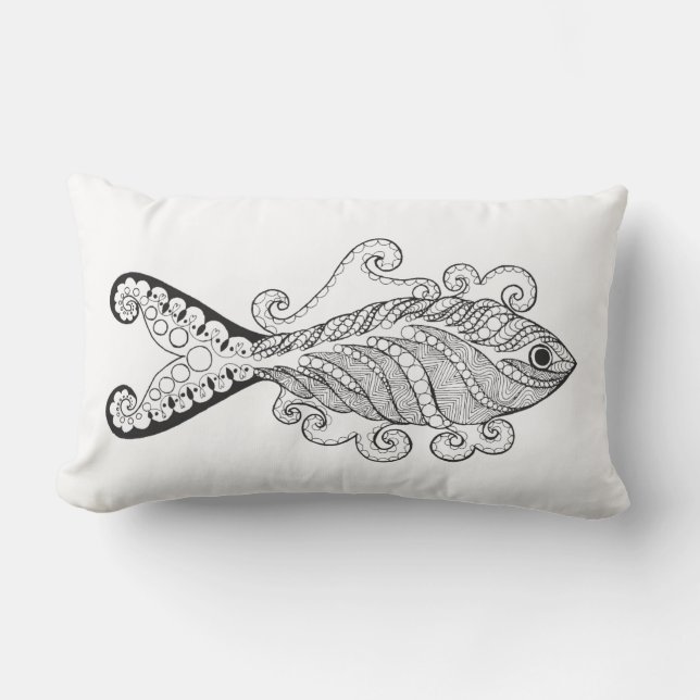 Stylised Fish Lumbar Cushion (Front)