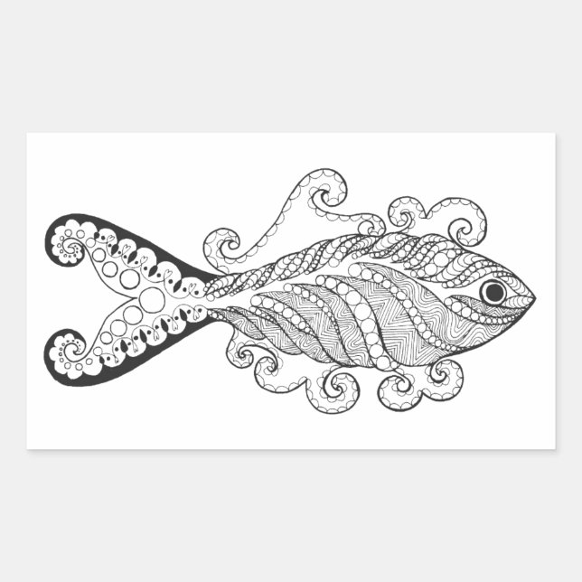 Stylised Fish Rectangular Sticker (Front)