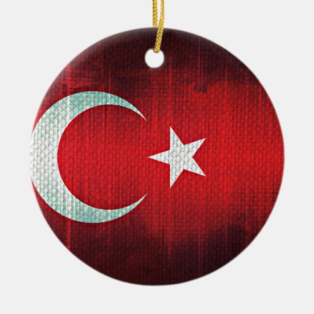 Stylised Flag of Turkey Ceramic Ornament (Front)