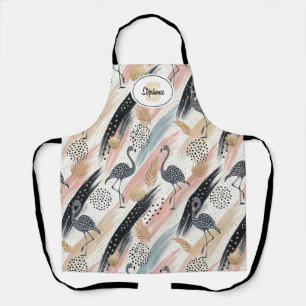 Stylised Flamingo & Brushstroke Pattern Apron