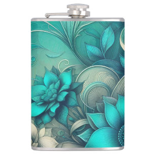Stylised Floral Patterns Digital Art Hip Flask