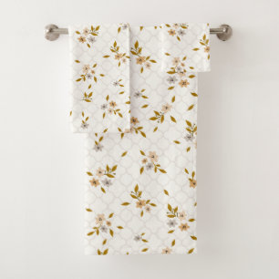 Stylised Floral Print Towel Set