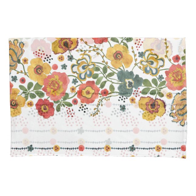 Stylised Floral: Watercolor Seamless Design. Pillowcase (Front)