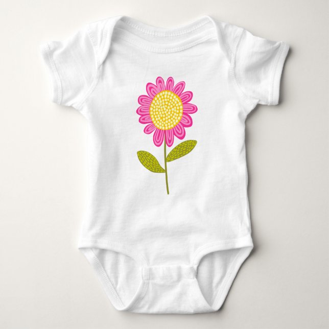Stylised Flower Baby Bodysuit (Front)