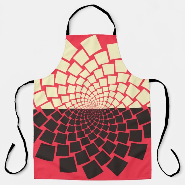 Stylised Flower: Black Red Ivory Apron (Front)