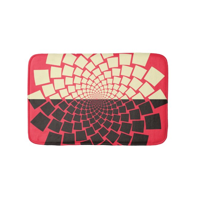 Stylised Flower: Black Red Ivory Bath Mat (Front)