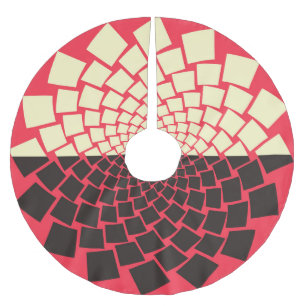 Stylised Flower: Black Red Ivory Brushed Polyester Tree Skirt