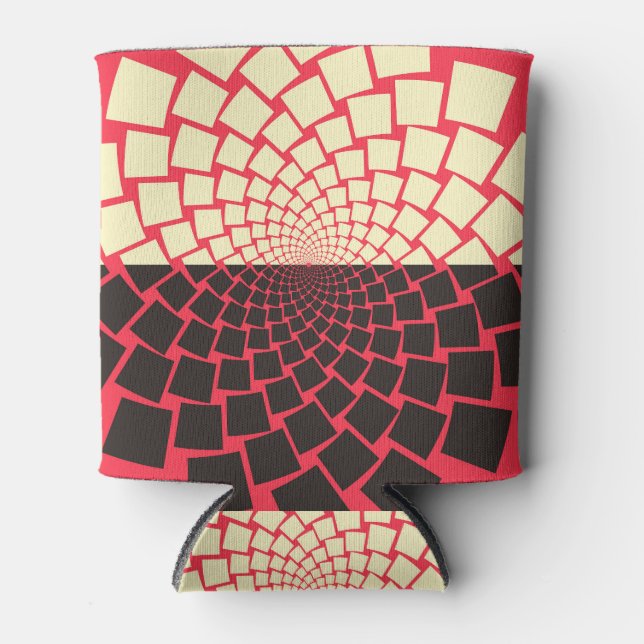 Stylised Flower: Black Red Ivory Can Cooler (Front)