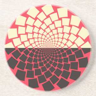 Stylised Flower: Black Red Ivory Coaster