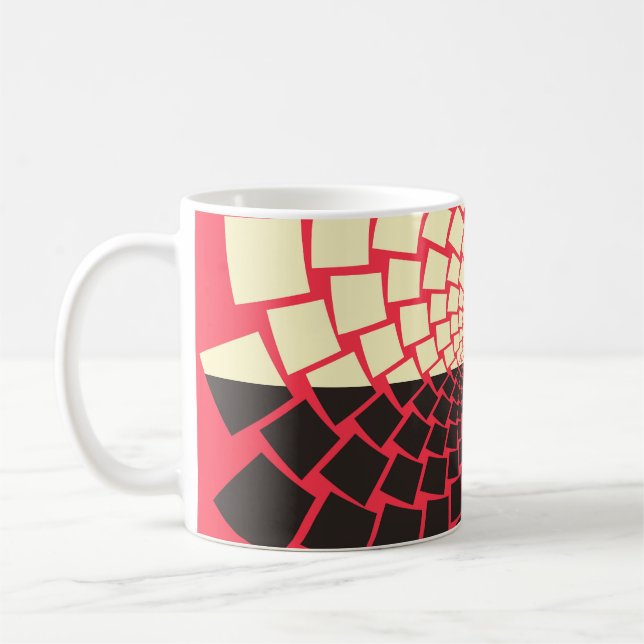 Stylised Flower: Black Red Ivory Coffee Mug (Left)