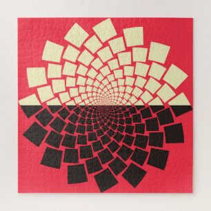 Stylised Flower: Black Red Ivory Jigsaw Puzzle