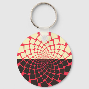 Stylised Flower: Black Red Ivory Key Ring