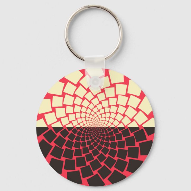 Stylised Flower: Black Red Ivory Key Ring (Front)
