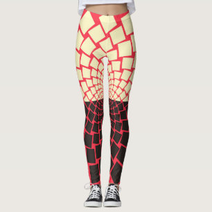 Stylised Flower: Black Red Ivory Leggings