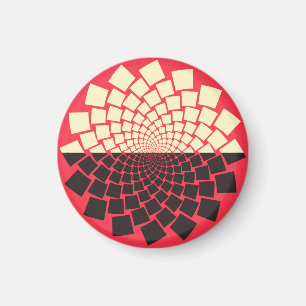 Stylised Flower: Black Red Ivory Magnet
