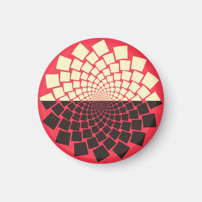 Stylised Flower: Black Red Ivory Magnet (Front)
