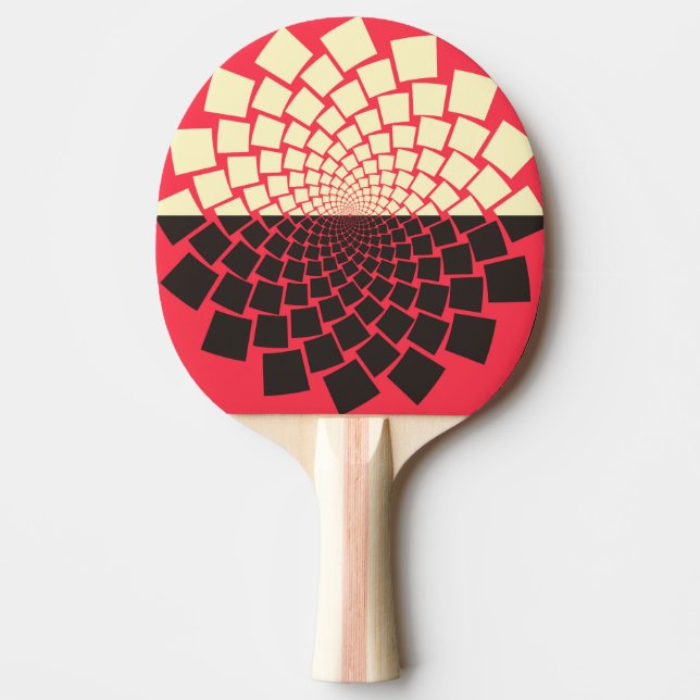 Stylised Flower: Black Red Ivory Ping Pong Paddle (Front)