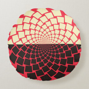 Stylised Flower: Black Red Ivory Round Cushion
