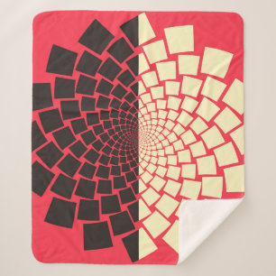 Stylised Flower: Black Red Ivory Sherpa Blanket