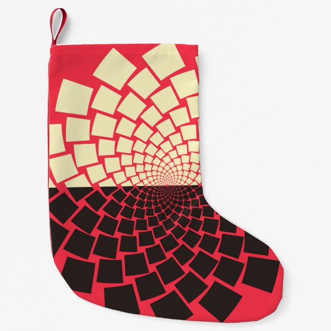 Stylised Flower: Black Red Ivory Small Christmas Stocking (Front)