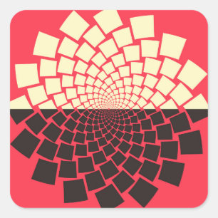 Stylised Flower: Black Red Ivory Square Sticker