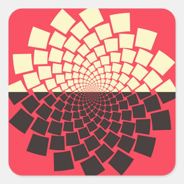 Stylised Flower: Black Red Ivory Square Sticker (Front)