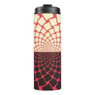 Stylised Flower: Black Red Ivory Thermal Tumbler