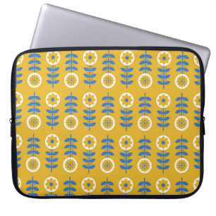 Stylised flower seamless pattern. Scandinavian sty Laptop Sleeve