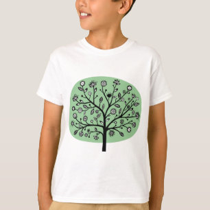 Stylised Flower Tree - Faded Green T-Shirt