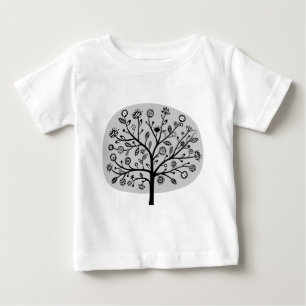 Stylised Flower Tree - Light Grey Baby T-Shirt